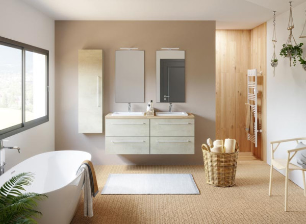 Osmose Béton Blanc et Chêne Clair avec Colonne
